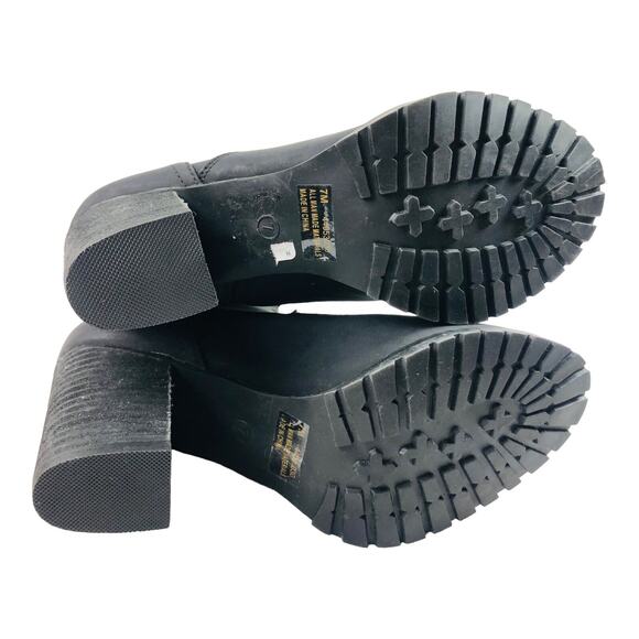 Comfort Plus Womens Black Chunky High Heeled Lace Up Combat Boot Faux Fur Size 7 - Picture 6 of 7